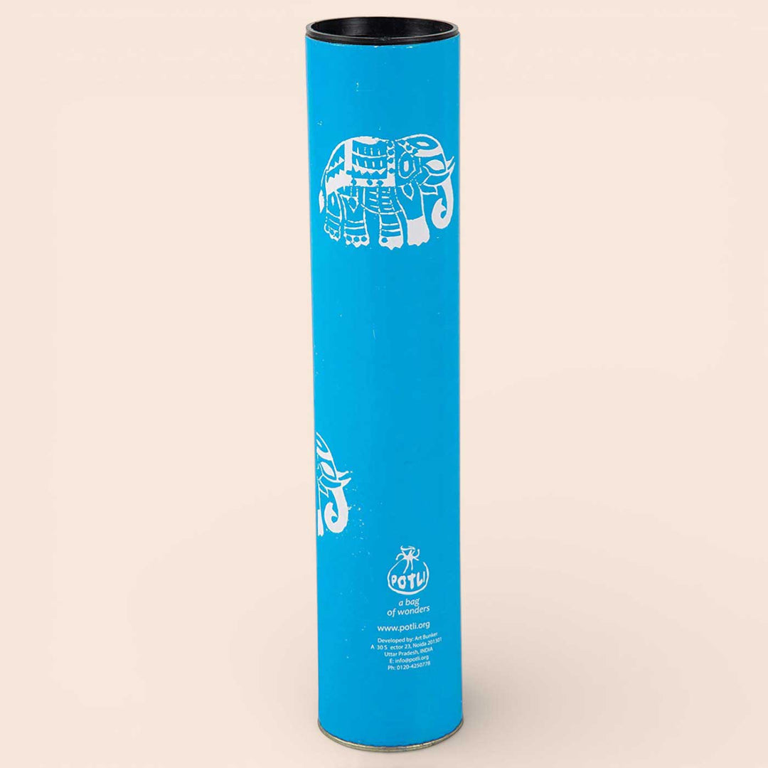 Blue Elephant Dupatta Block Print DIY Kit | Includes 1 White cotton dupatta, 1 Fabric paint, 1 Wooden block And 1 Sponge