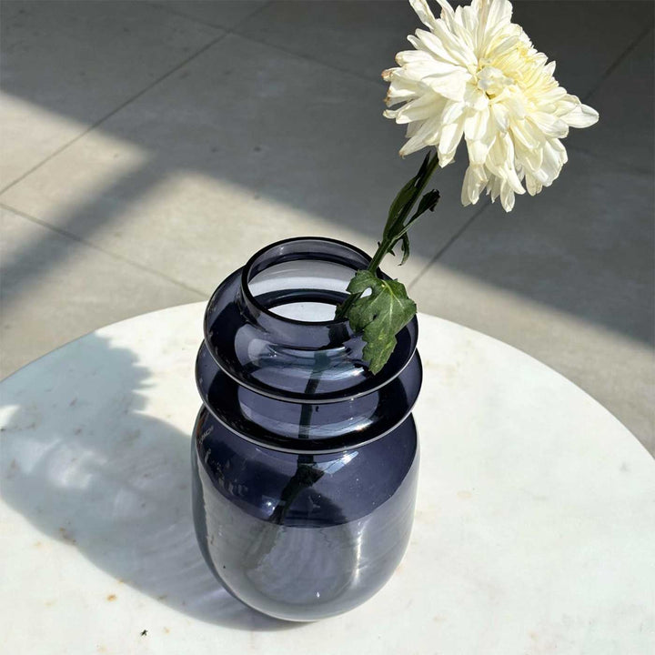Handmade Slate Grey Loop Glass Vase | 8 inch
