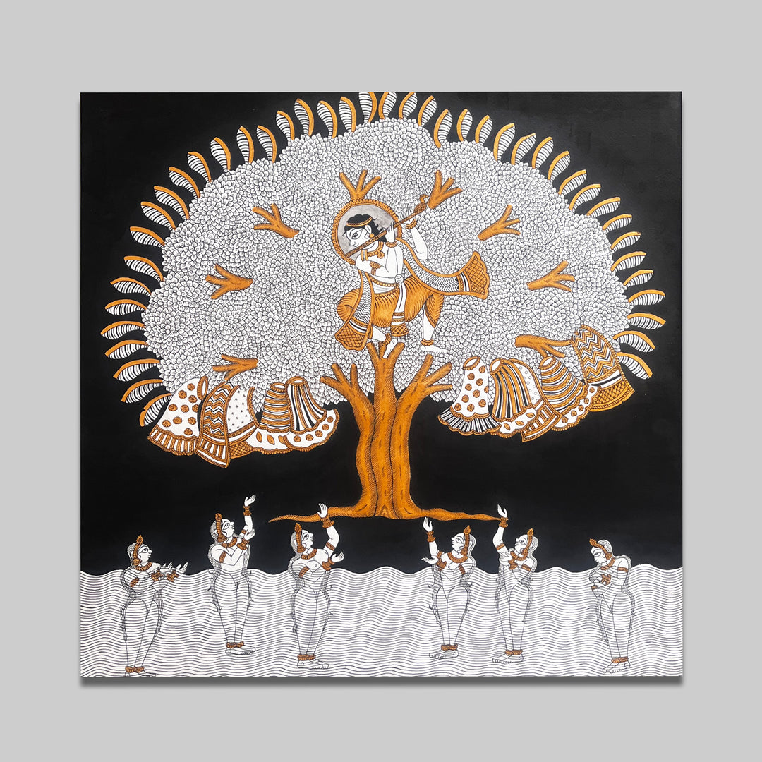 20 X 20 Inch | Krishna Leela Paper Phad Painting