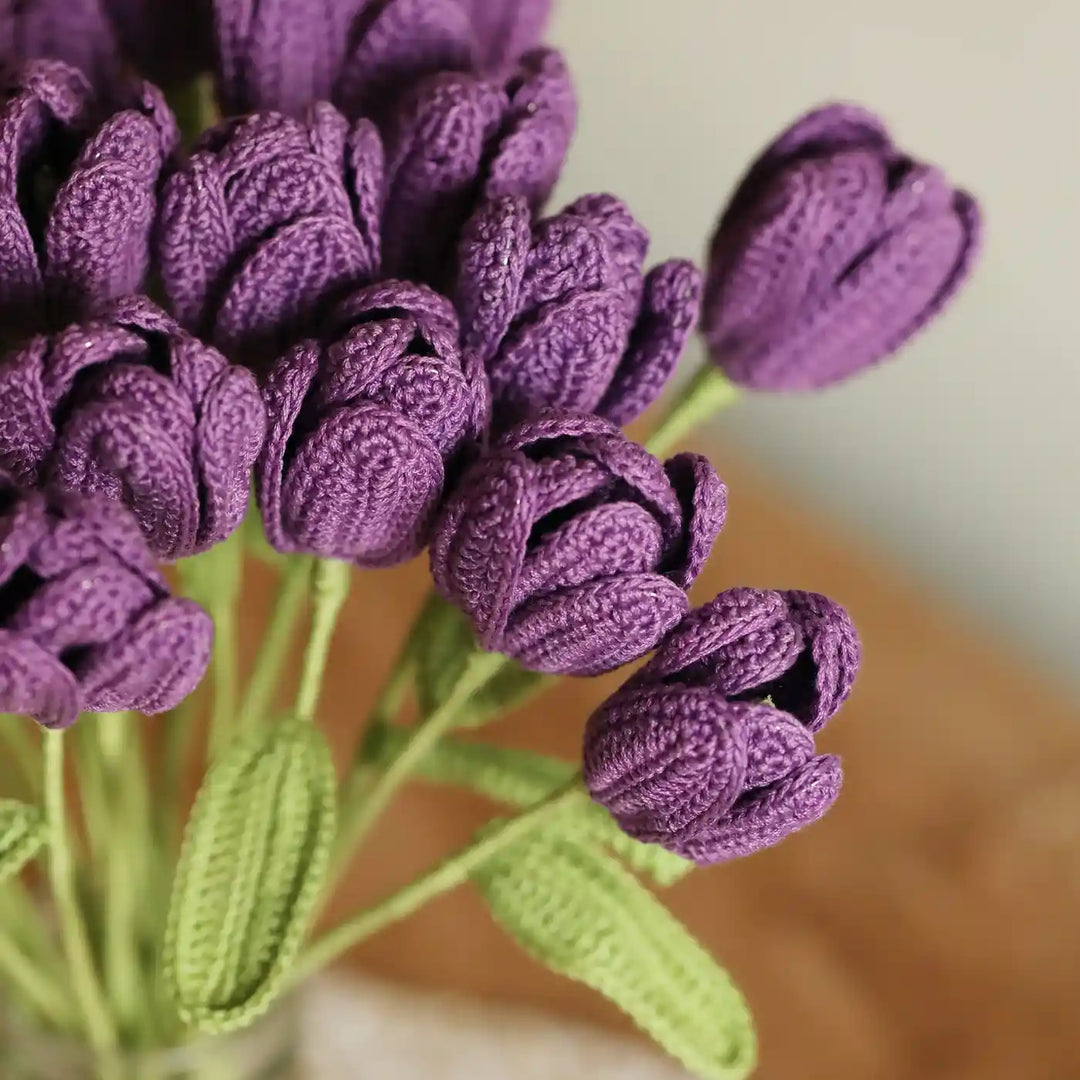 Handmade Crochet Tulip Stem Cotton Flower Stick | Pack Of 1