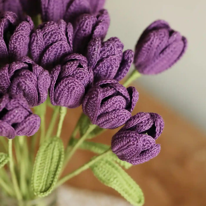 Handmade Crochet Tulip Stem Cotton Flower Stick | Pack Of 1