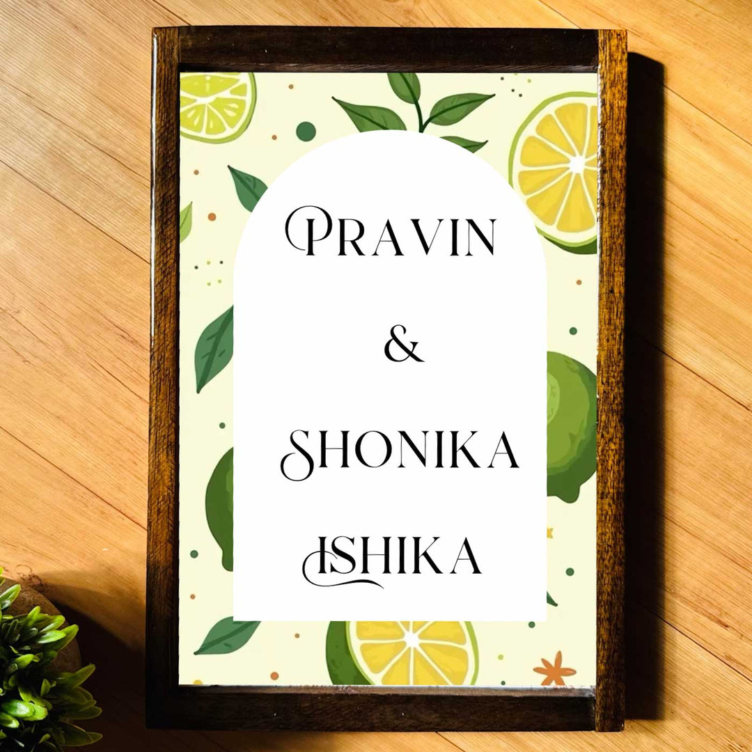 Citrus Wave Personalized Resin Wooden Frame Name Plate