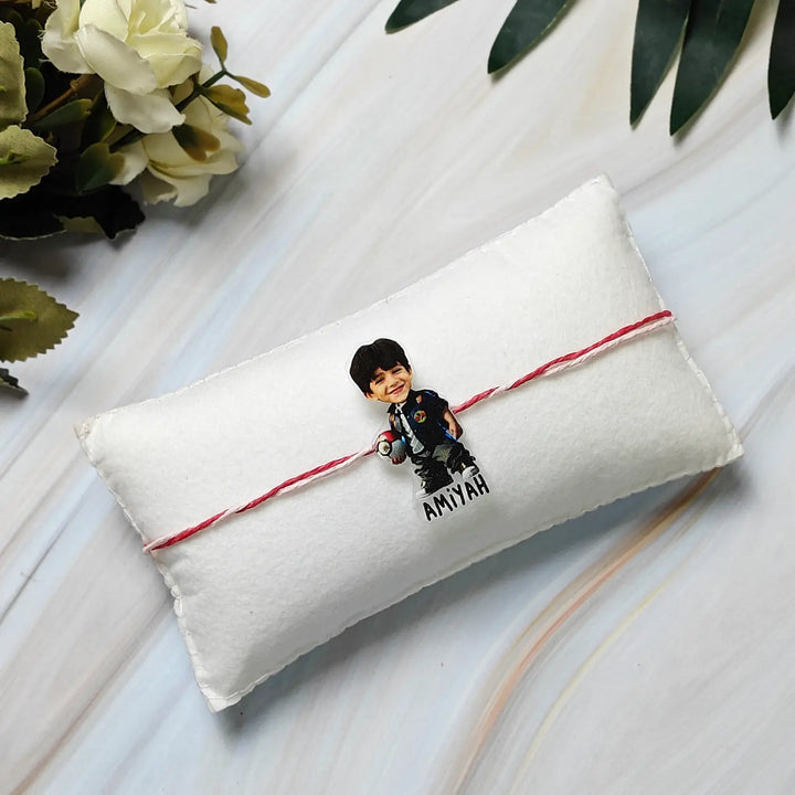 Photo Personalized Reusable Caricature Pokemon Theme Acrylic Kids Rakhi