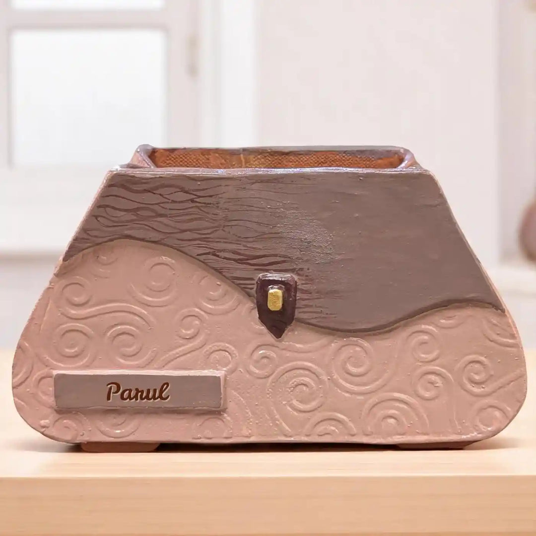 Personalized Hand-Painted Purse Theme Terracotta Planter