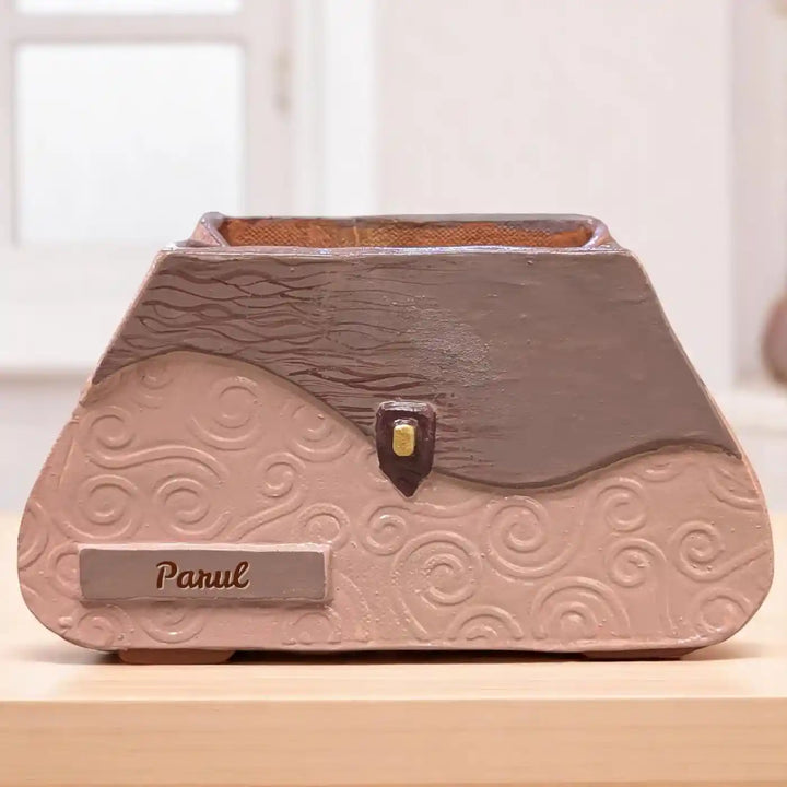 Personalized Hand-Painted Purse Theme Terracotta Planter