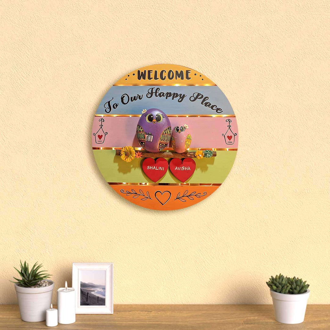 Personalized Hand-Painted Pebble Art Love For Mom Wooden Decorative Plaque