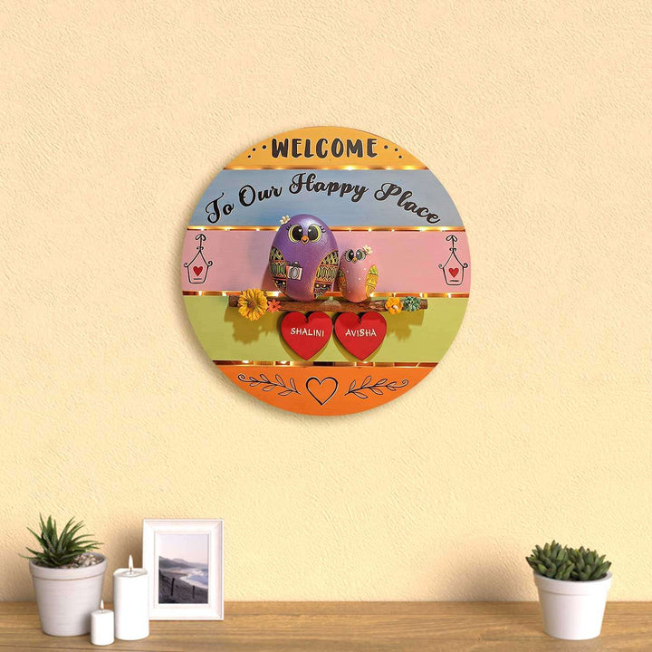 Personalized Hand-Painted Pebble Art Love For Mom Wooden Decorative Plaque