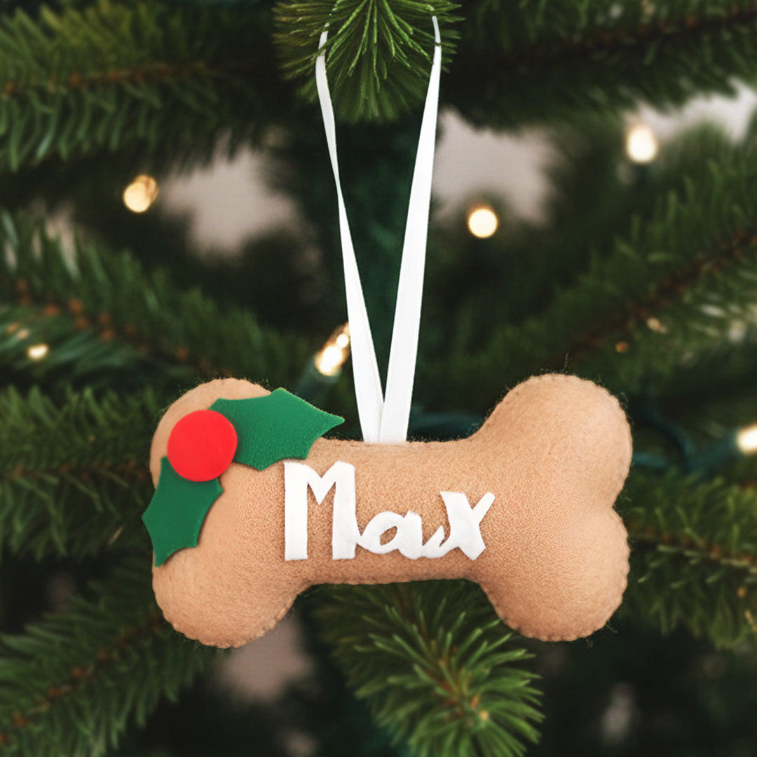 Personalized Bone Shaped Felt Ornament For Christmas Tree Decoration