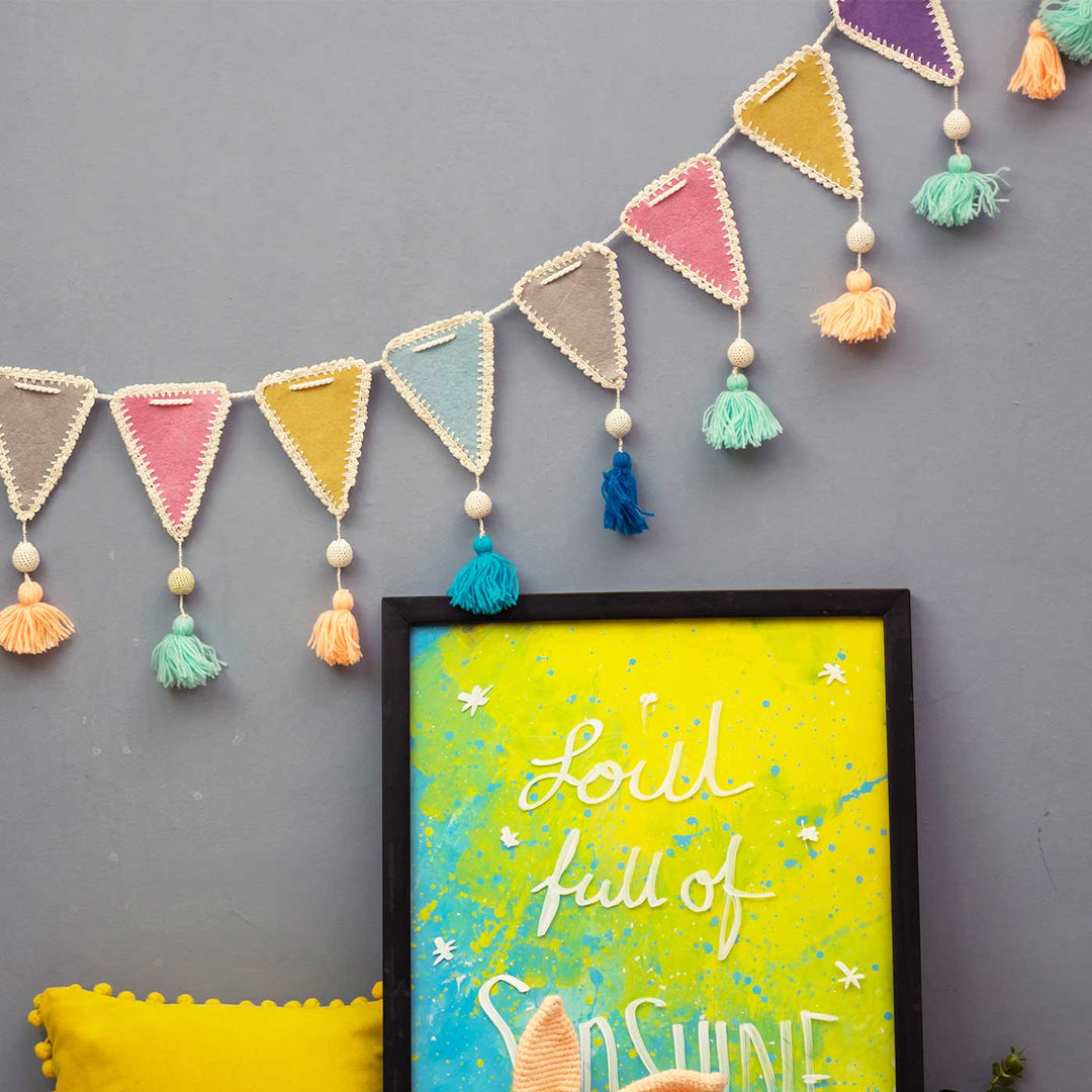 Handmade Crochet Triangle Themed Felt Bunting