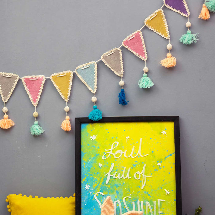 Handmade Crochet Triangle Themed Felt Bunting