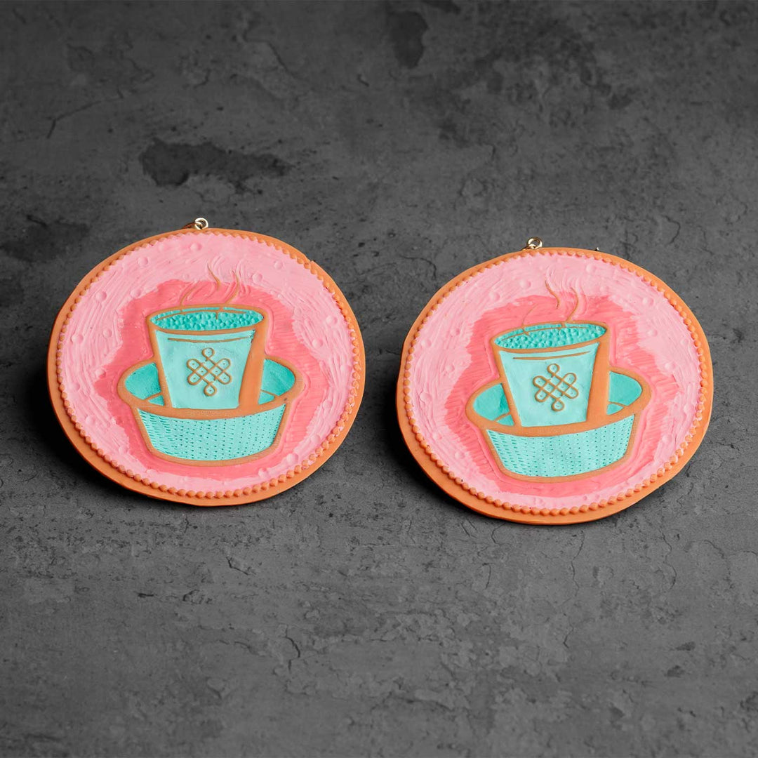 Handmade Polymer Clay Dabara Filter Coffee Design Reversible Earrings