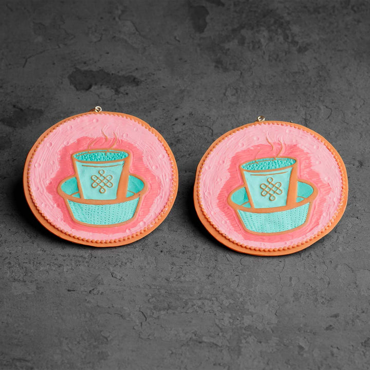 Handmade Polymer Clay Dabara Filter Coffee Design Reversible Earrings