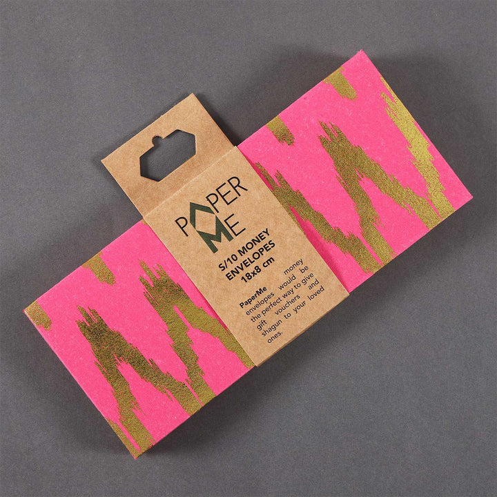 Personalized Handmade Ikat Pink Design Paper Envelopes | Set Of 10
