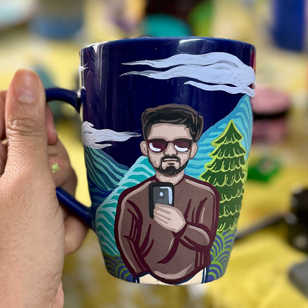 Photo Personalized Hand-Painted Pop Art Illustrated Caricature Mug | 300 ML