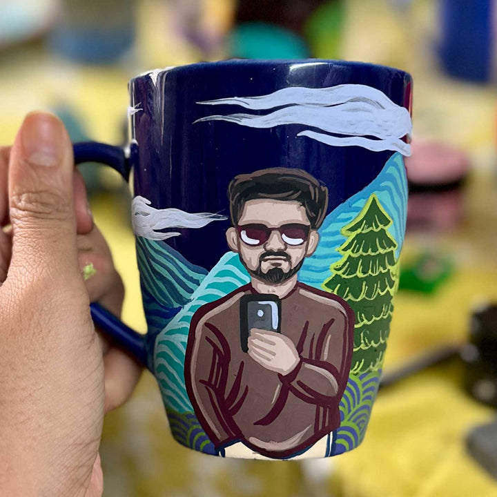 Photo Personalized Hand-Painted Pop Art Illustrated Caricature Mug | 300 ML