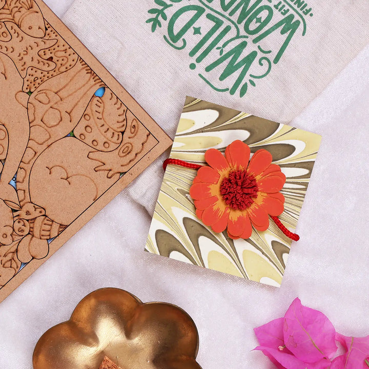 Eco-Friendly Festive Rakhi Hamper | Includes 1 Puzzle, 1 Rakhi, 1 Roli Chawal & 1 Greeting Card