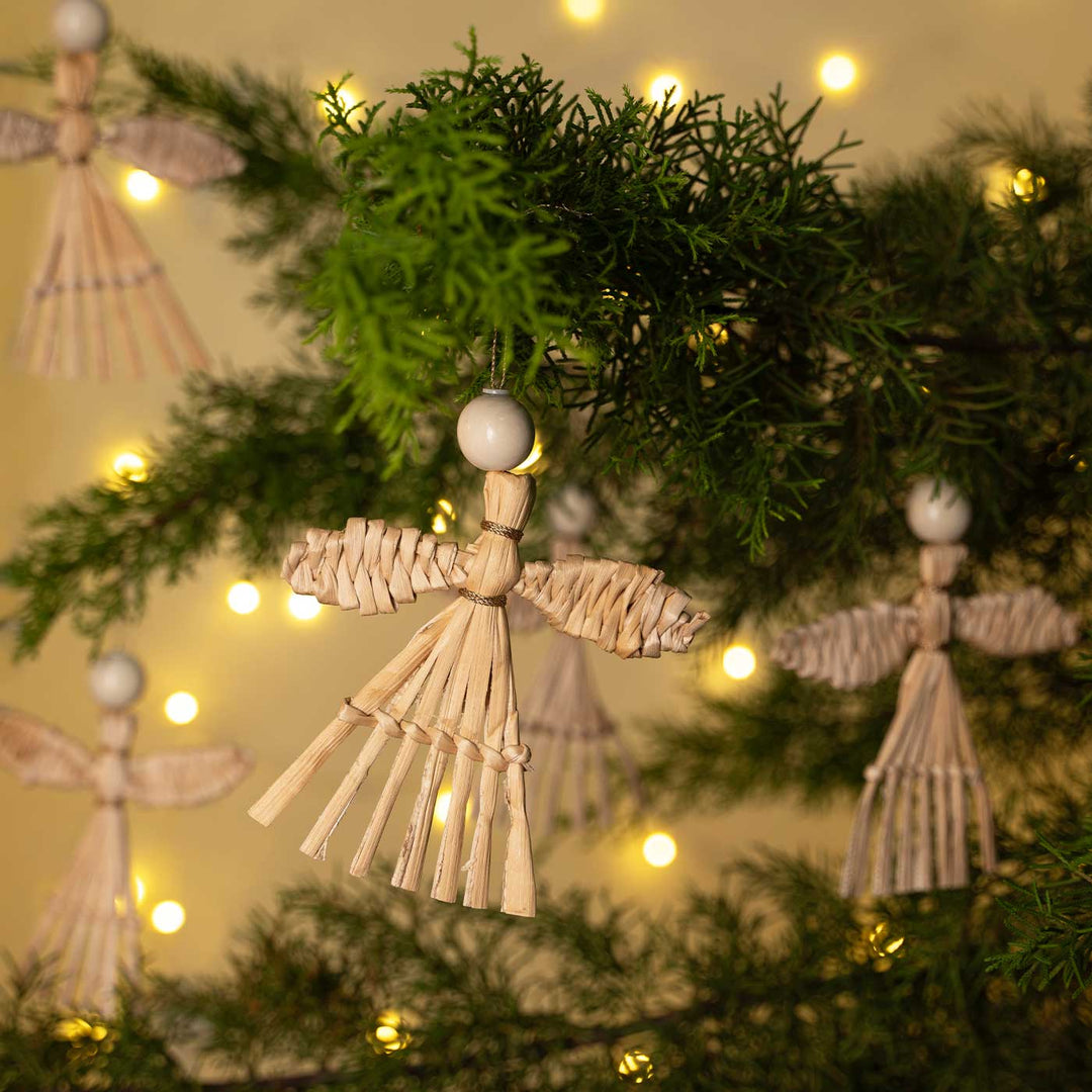 5 Pc | Handmade Banana Bark Angel Hanging Ornaments