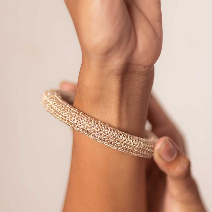 Handmade Crochet Rangat Gold Zari Solid Bangle
