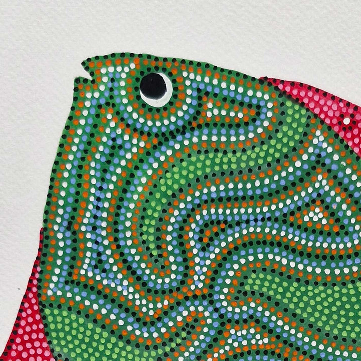 11 x 15 Inch | Green Fish | Original Hand Painted Bhill Painting | Acrylic Paints On Paper
