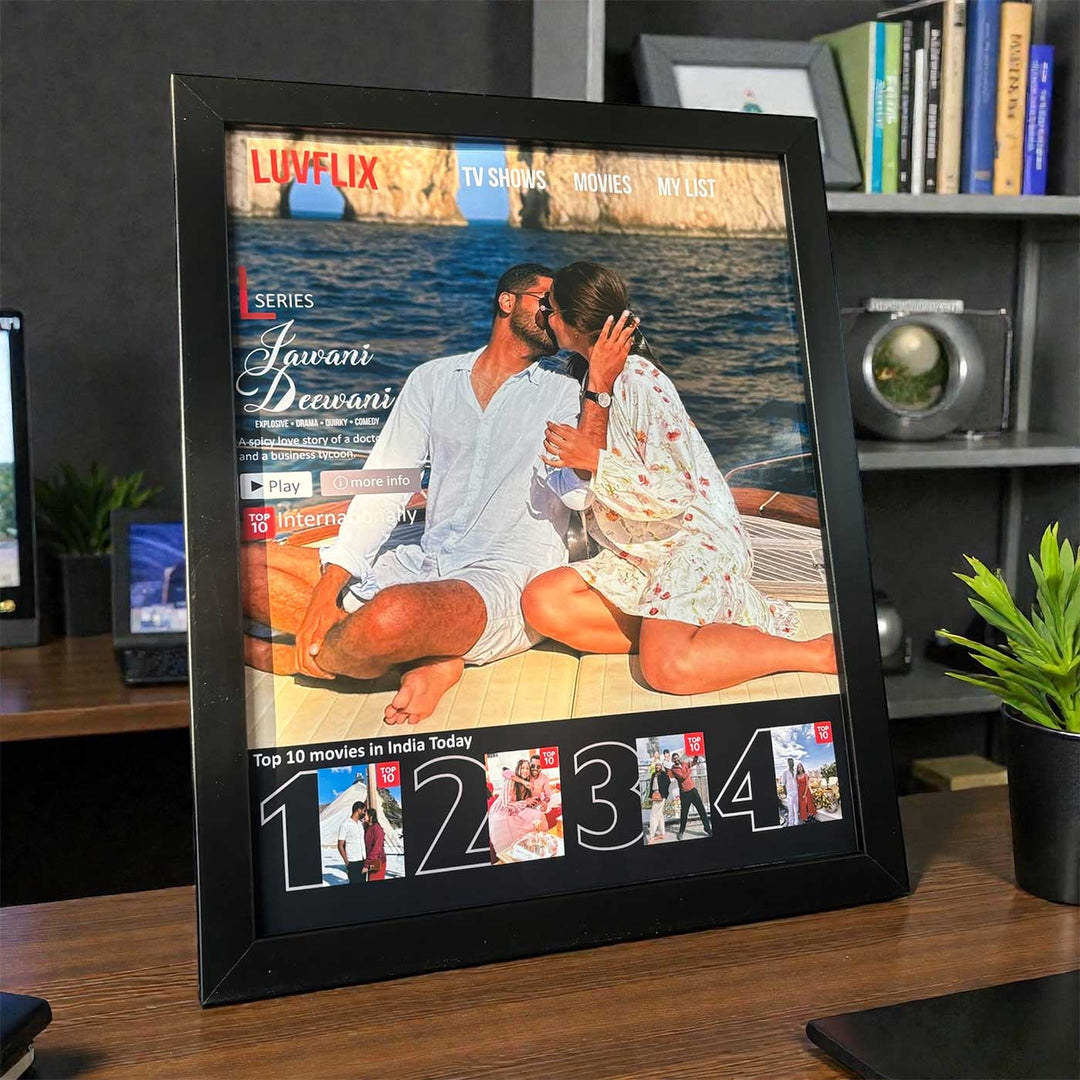 Photo Personalized Netflix Theme MDF Wood Photo Frame For Couples