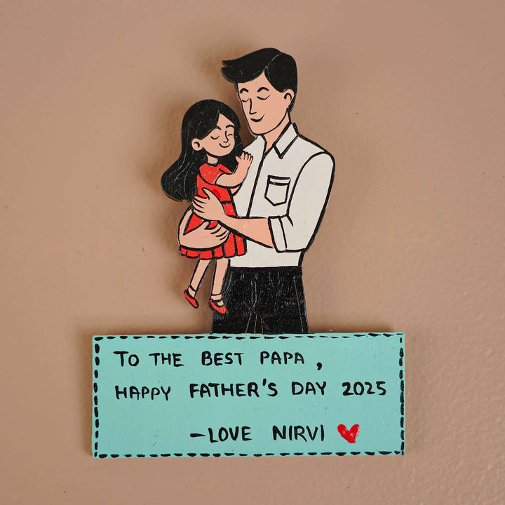 Personalized Caricature Cutout MDF Wood Fridge Magnet For Fathers