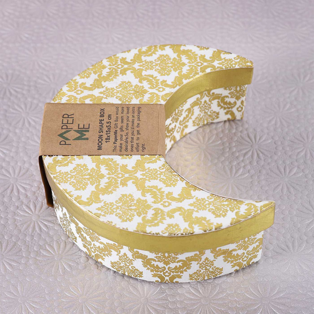 Handmade Damask Moon Shaped Paper Gift Box
