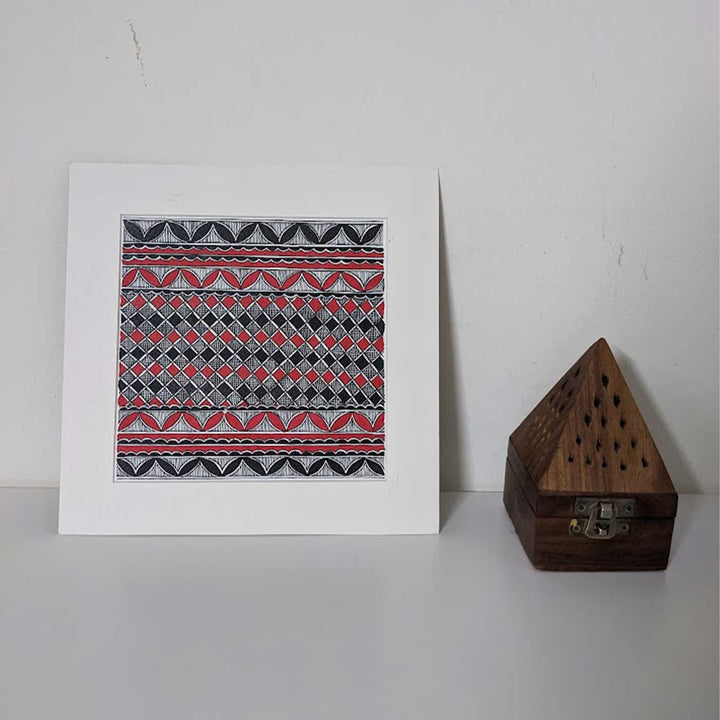 8 x 8.5 Inch | Traditional Madhubani Madhubani Style Drawing With Frame