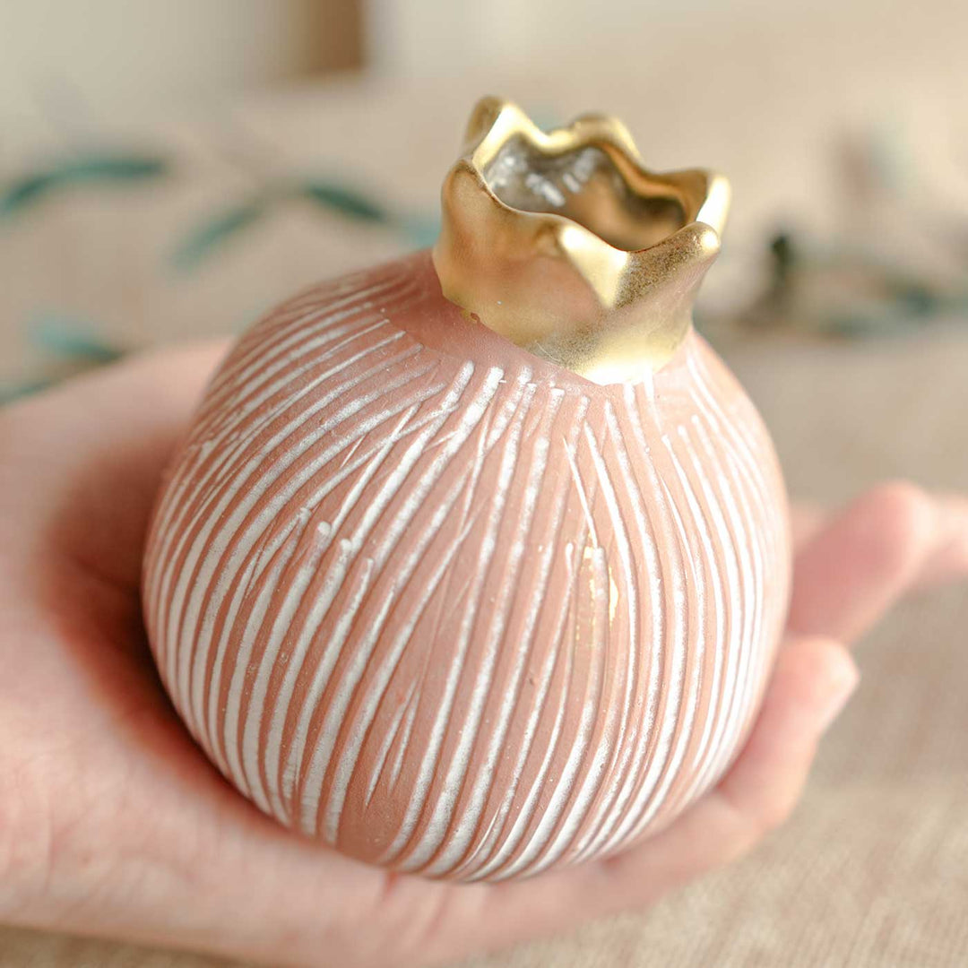 Handmade Pomogranate Jewel Pink Porcelain Vase
