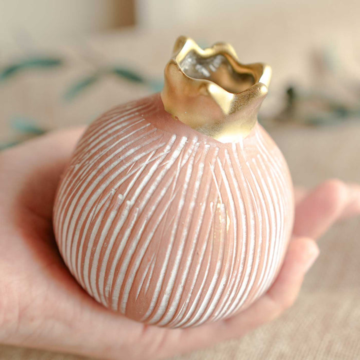 Handmade Pomogranate Jewel Pink Porcelain Vase
