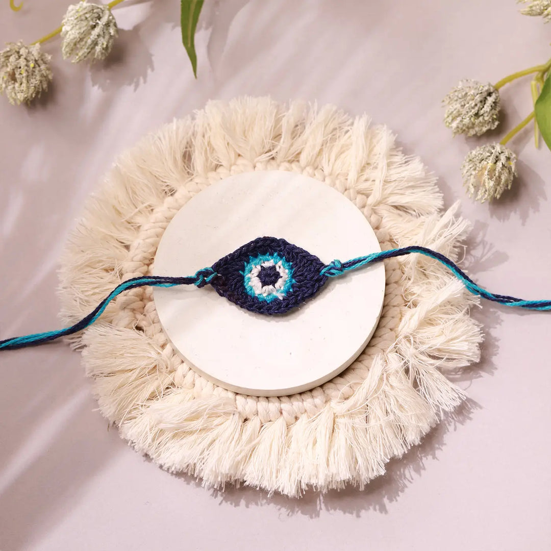 Handmade Evil Eye Rakhi With Roli Chawal