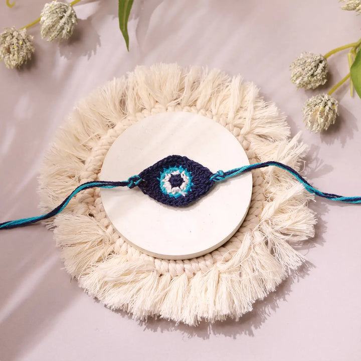 Handmade Evil Eye Rakhi With Roli Chawal