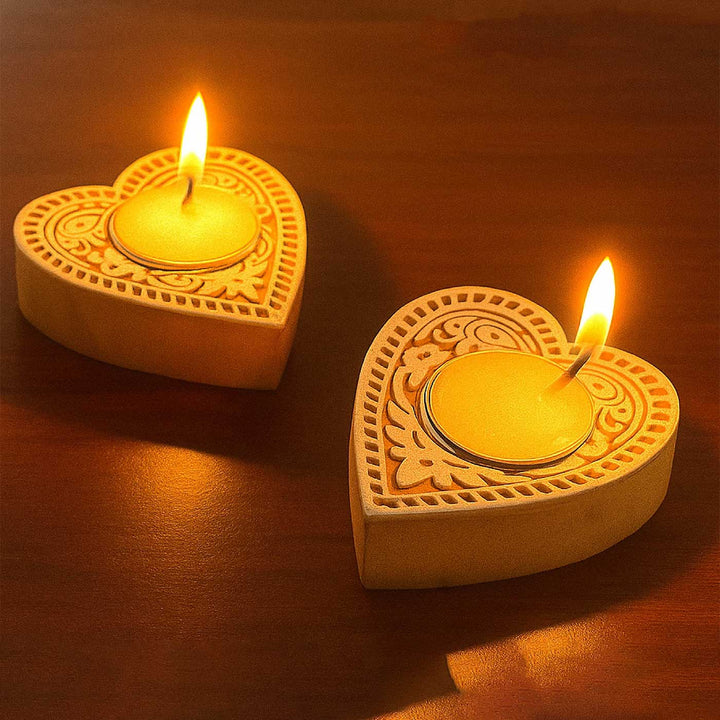 Set of 12 | Handmade Engraved Wooden Tealight Holder