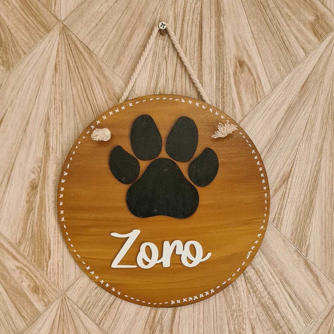 Personalized Paw Print Theme MDF Wood Name Plate For Pets