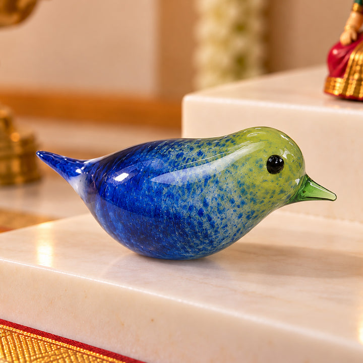 Blown Glass Green & Blue Ombre Bird Figurine For Home Decor