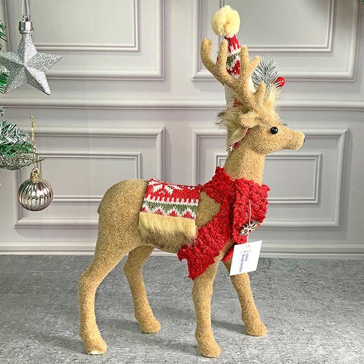 Themed Brown Deer Woolen Decor For Christmas Table Decoration