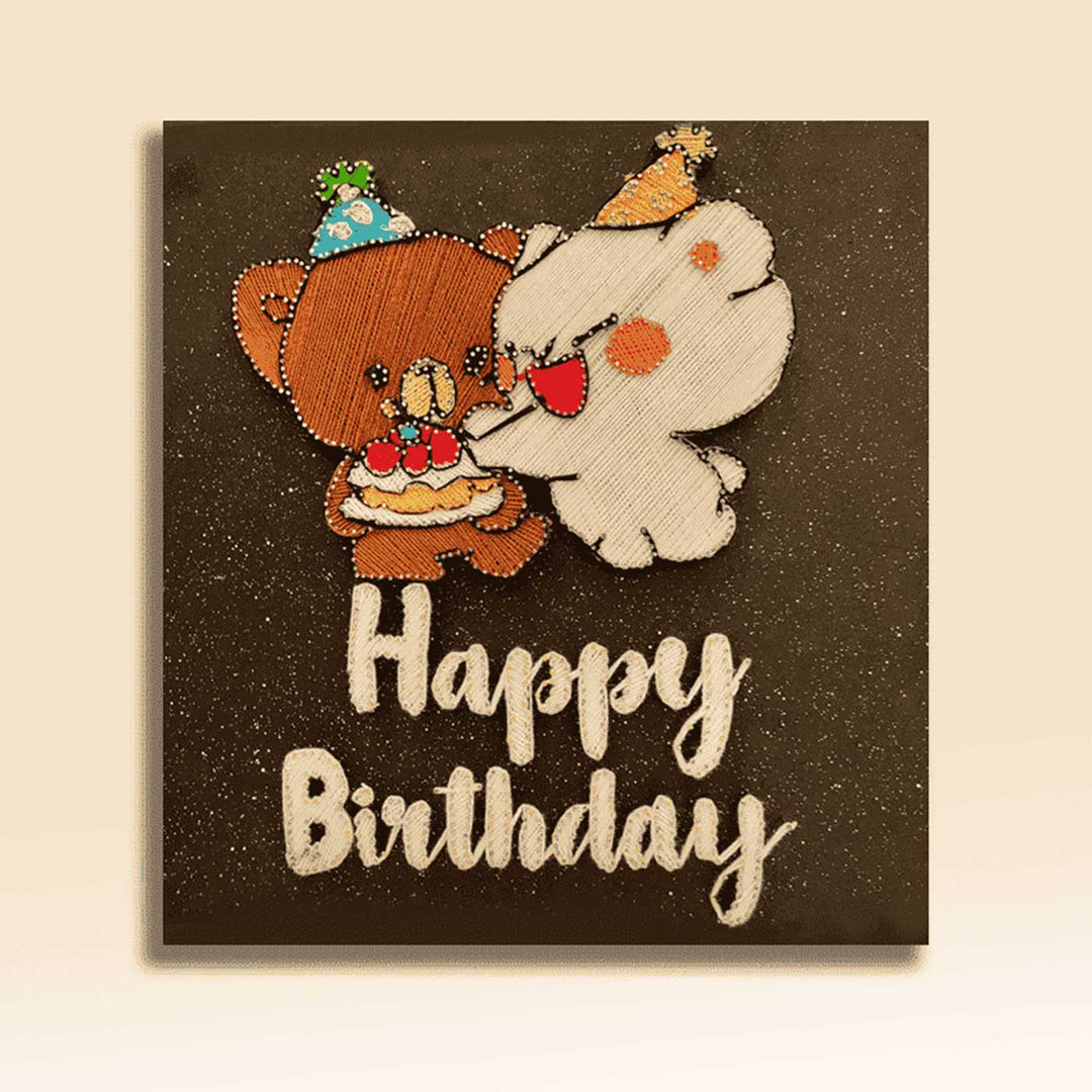 Handmade String Art Teddy Design Mocha Magic Wooden Name Plate