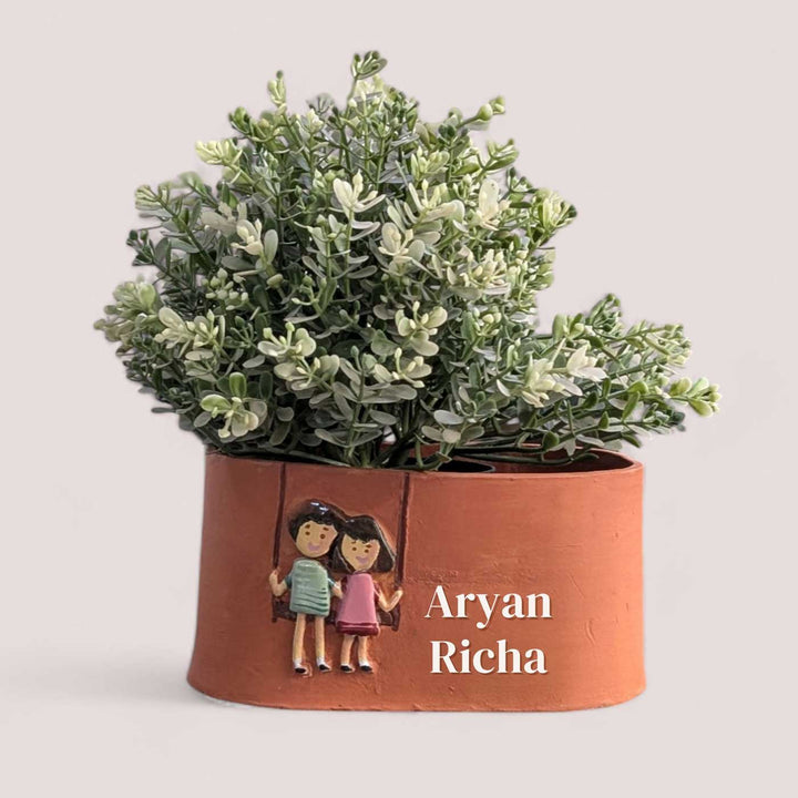 Personalized Hand-Painted Terracotta Planter For Couples