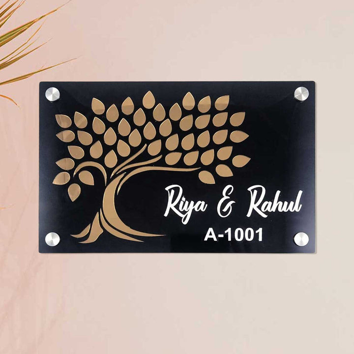 Personalized Elegant Tree Theme Acrylic Name Plate With 3D Letters