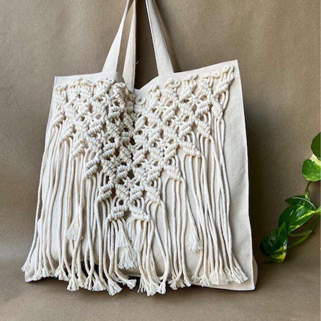 Handmade Macrame Grocery Tote Bag