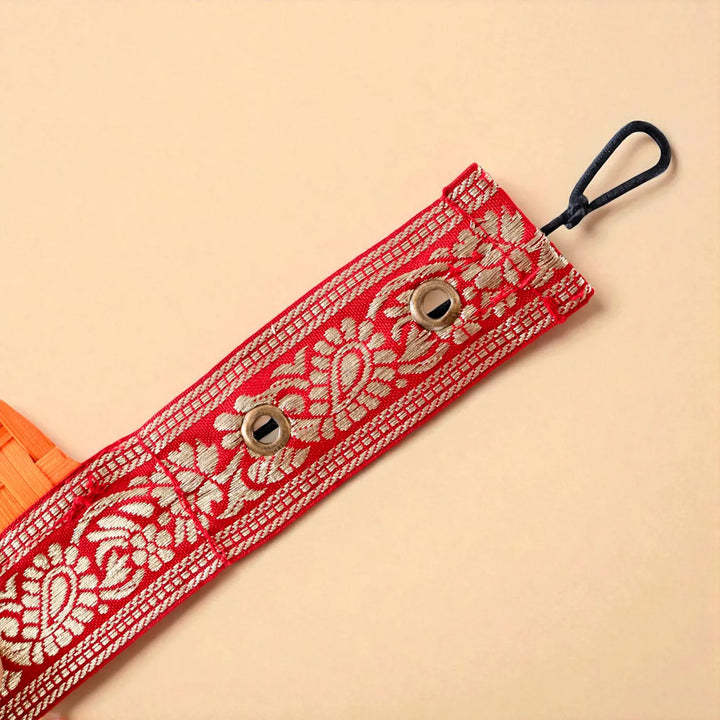 Multicoloured Mirror & Marigold Embellished Eco-Friendly Handmade Woven Bamboo Toran | 41 Inch x 7 Inch