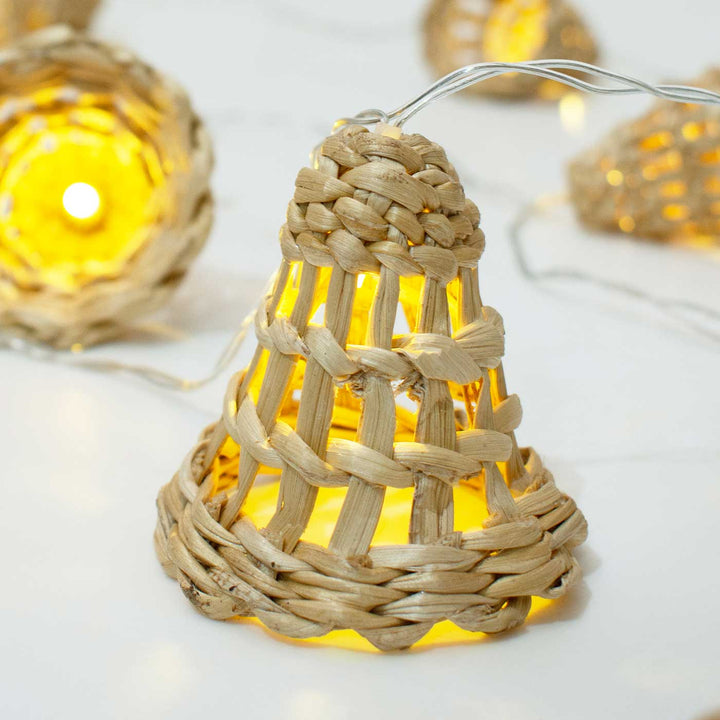 3m, 13 Bulbs | Handmade Banana Bark Bell Fairy Lights