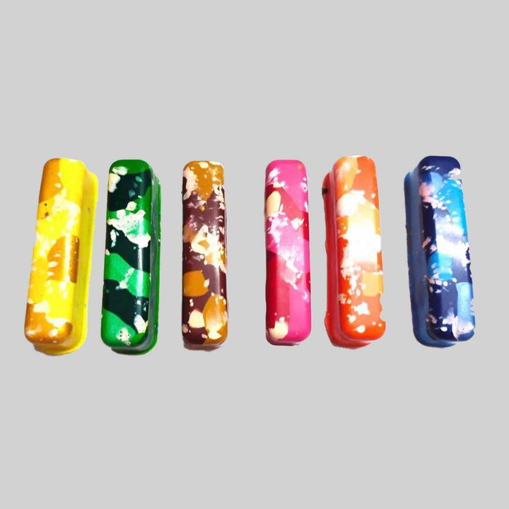 Handmade Non-Toxic Marbled Kitkat Crayons in Assorted Colours | Set Of 6