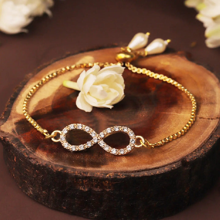 Handmade Infinity Charm Bracelet Rakhi With Roli Chawal