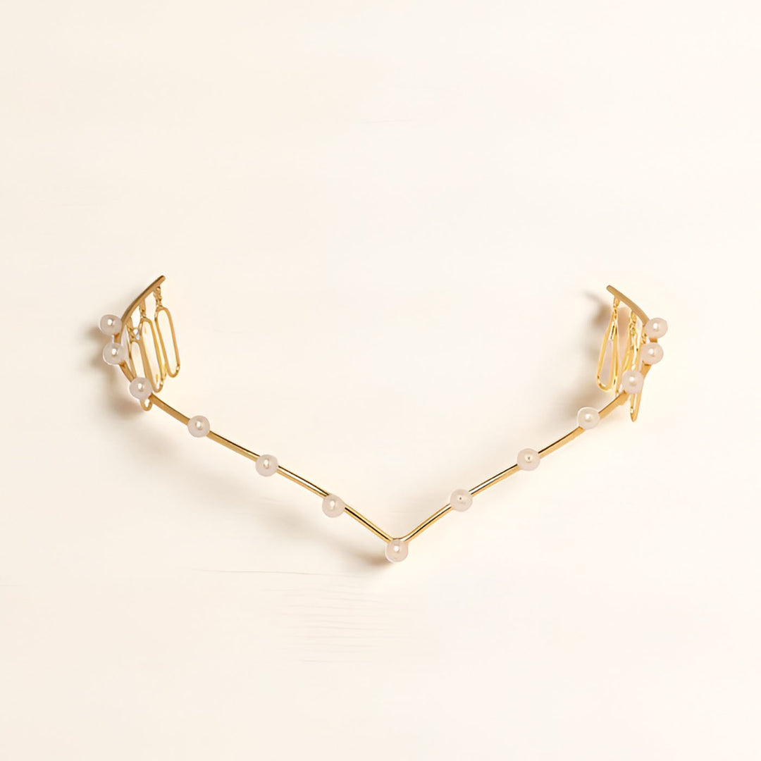Handmade Moti-Ful 18k Gold Plated Reverse Headband For Weddings
