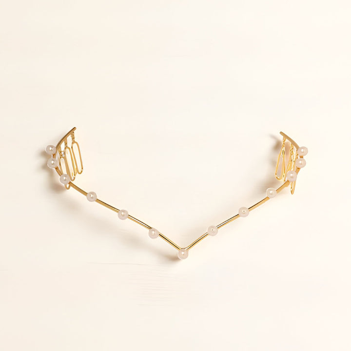 Handmade Moti-Ful 18k Gold Plated Reverse Headband For Weddings