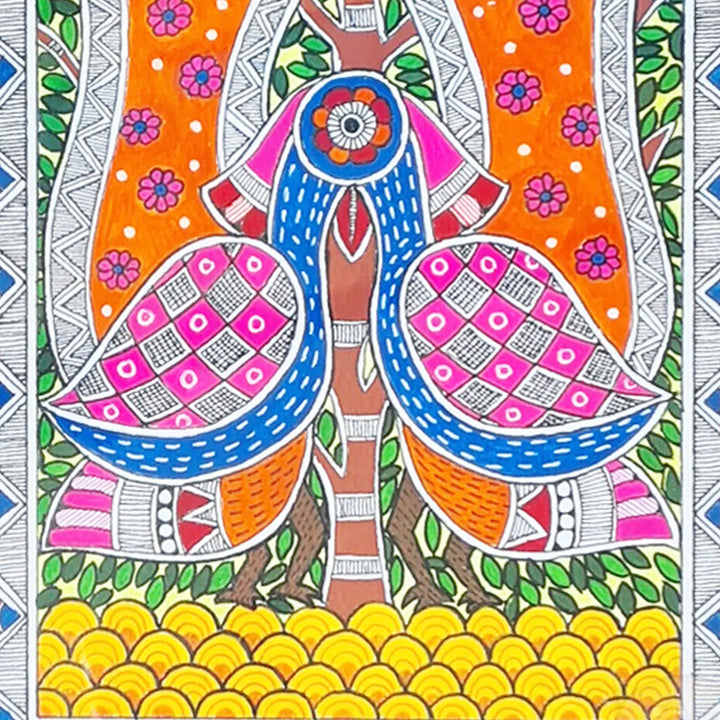 8 x 5 Inch | Twin Harmony | Original Hand Painted Madhubani Painting On Paper