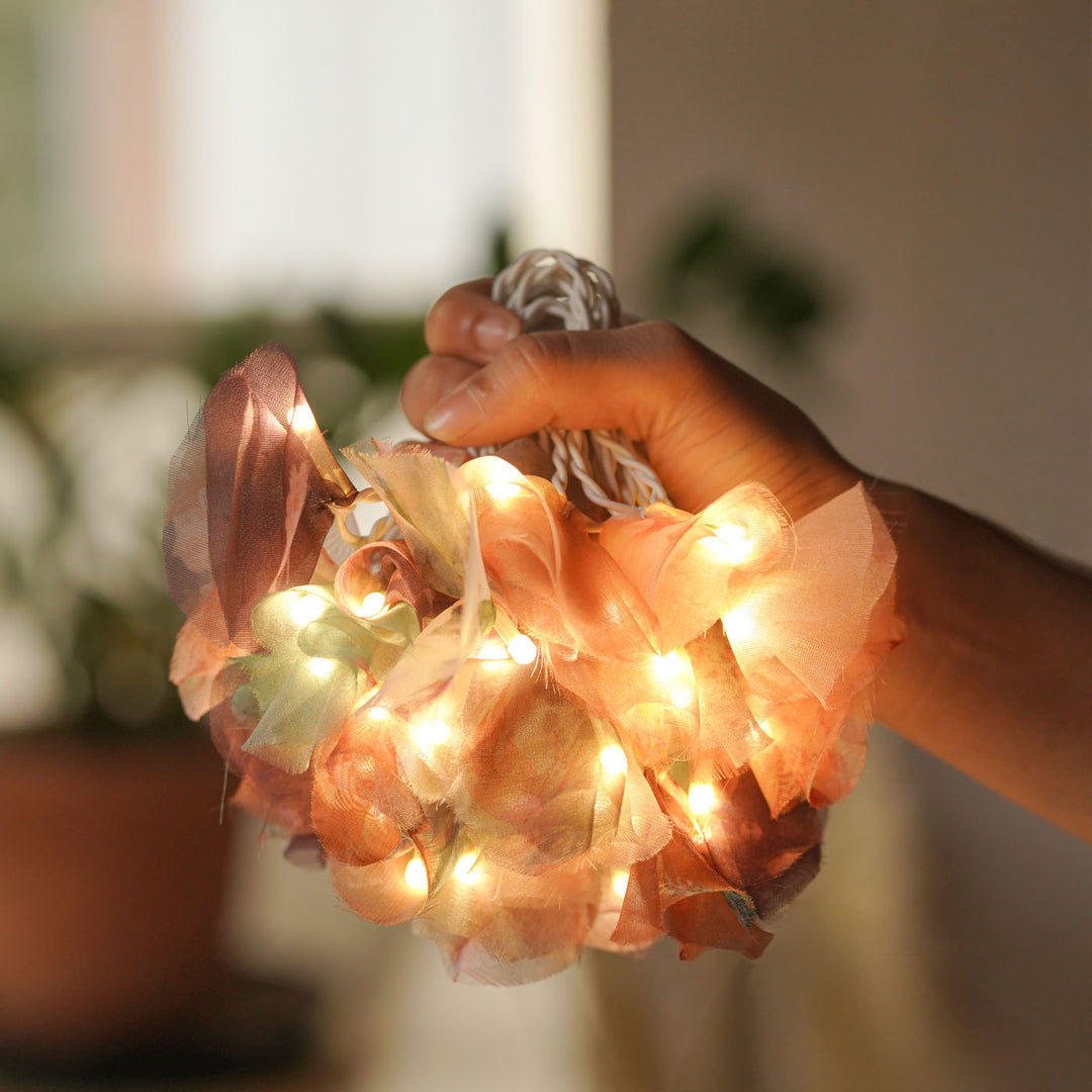 9.15m, 50 Bulbs | Handmade Light Pastel Organza Fabric LED Fairy Light