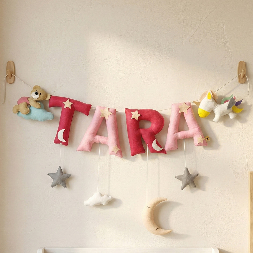 Handcrafted Personalized Unicorn & Teddy Themed Bunting For Kids