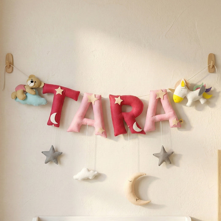 Handcrafted Personalized Unicorn & Teddy Themed Bunting For Kids