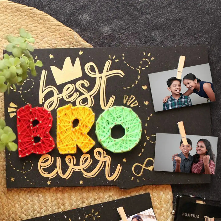 Handmade String Art "Best Bro Ever" Mdf Wood Decorative Plaque